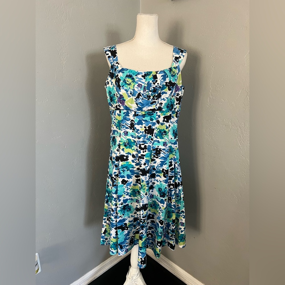 Madison Leigh Blue and Black Sleeveless Sundress.  Size 14